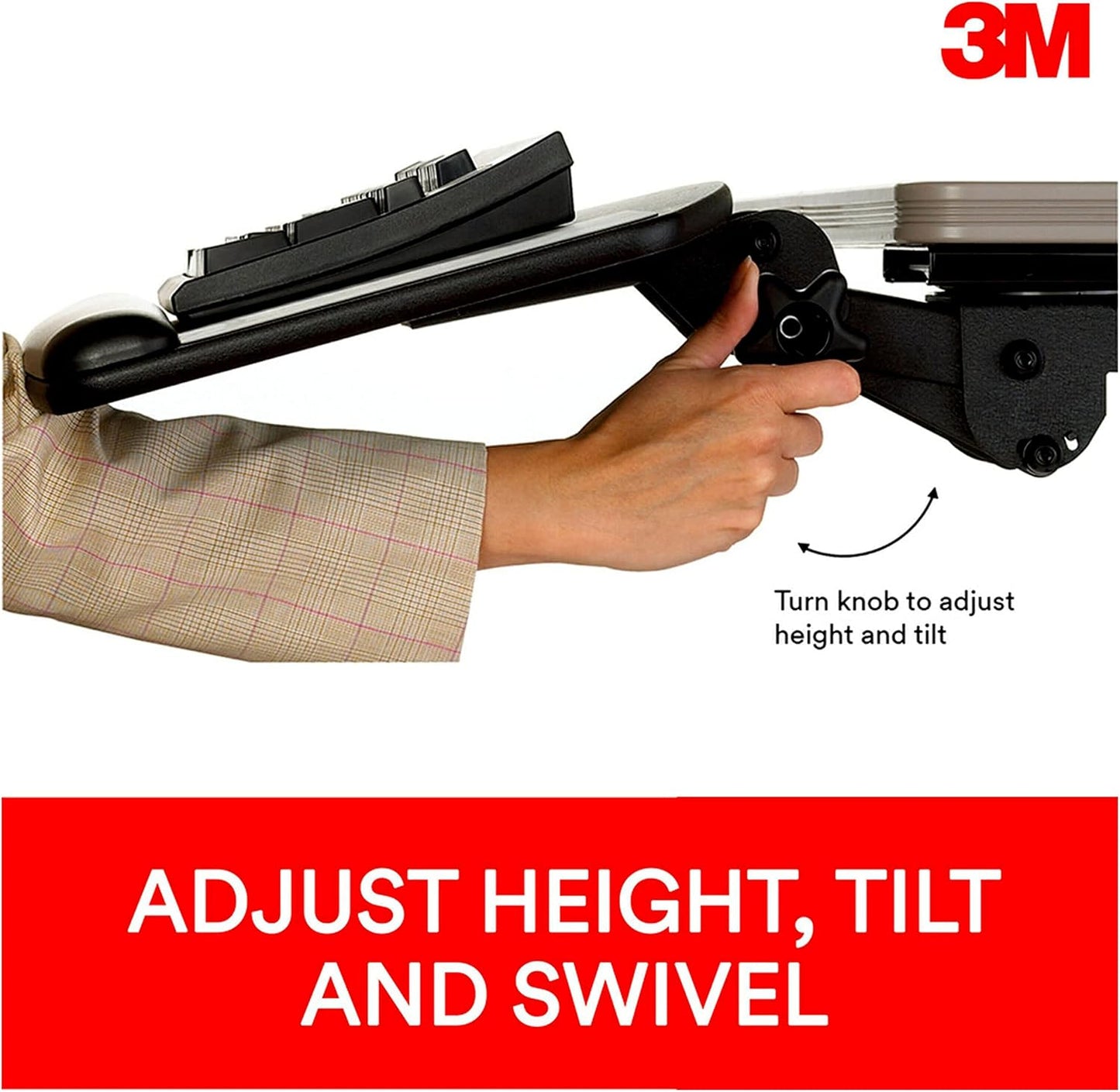3M Keyboard Tray, Just Lift To Adjust Height And Tilt, Sturdy Tray Includes Gel Wrist Rest And Precise Mouse Pad, Swivels Side To Side And Stores Under Desk, 23" Track, Black (AKT90LE)