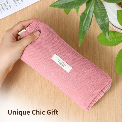 Pencil Bag Pen Case, Soft Corduroy Small Pencil Pouch Organizer with Zipper, Cute Pencil Case Pouch Stationery for Girls and Boys – Apricot