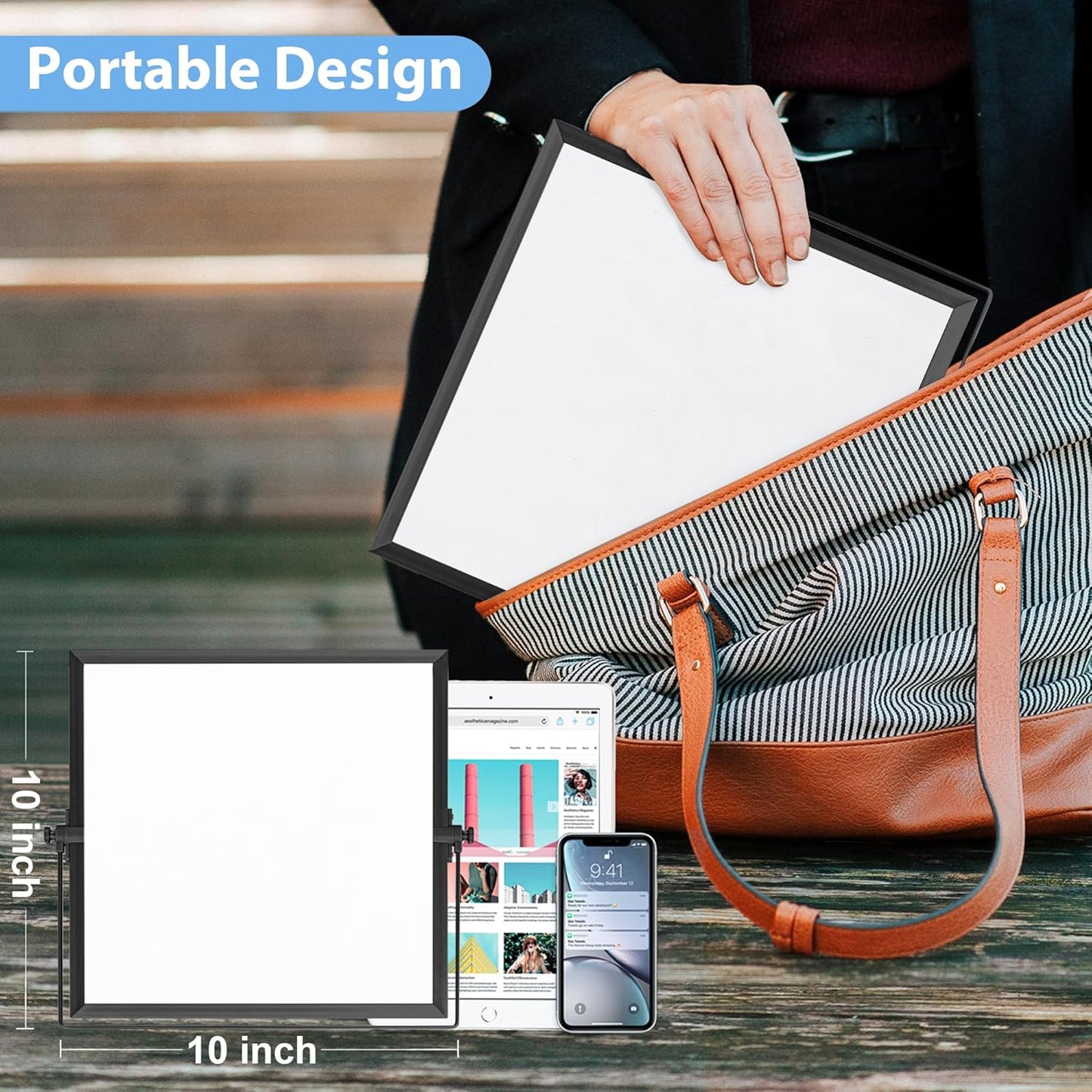 ARCOBIS Small WhiteBoard with Stand 10" X 10", Magnetic Double-Sided Dry Erase White Board Easel for Desk Students Home Office