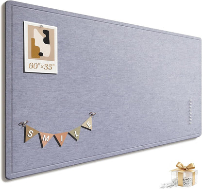 Large Bulletin Board, 35 X 17 Inches Felt Cork Board with 40 Pushpins, Foldable Felt Notice Pin Board Photo Display Board with Self-Adhesive Tape for Office Home School (Oatmeal, 35x17 inch)
