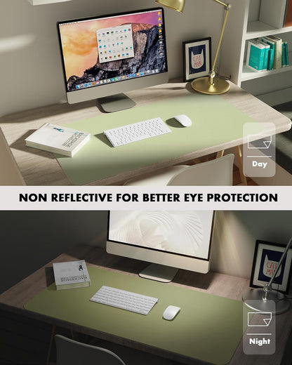 YSAGi Double-Sided Desk Pad, 31.5"x15.7"Leather Desk Mat, Eco Cork Desk Pad Protector,Large Mouse Pad,Waterproof Desk Blotter for Office/Home(Coffee)