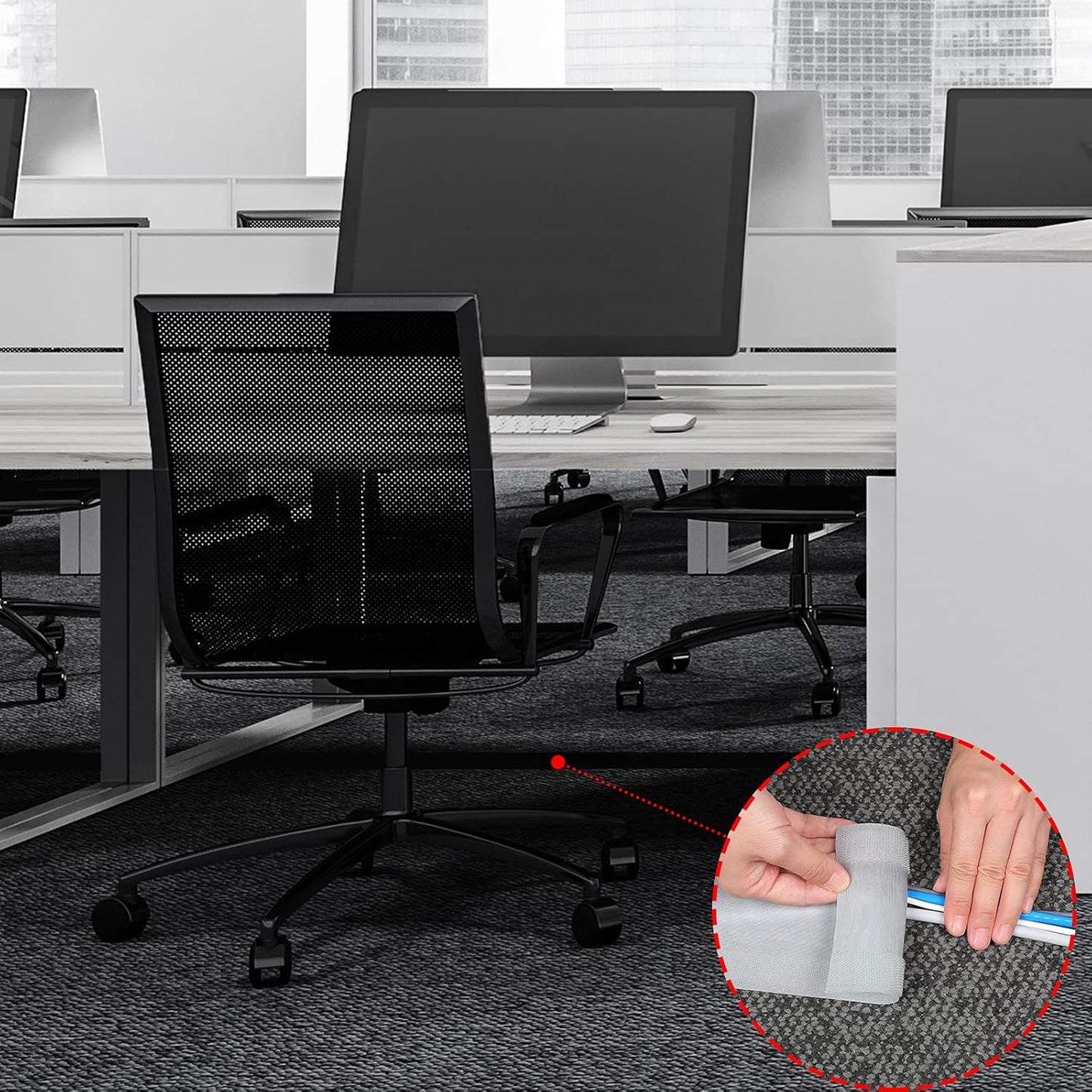WILLBOND Carpet Cord Cover Cable Protector Floor Cover Cable Protector Management Only for Commercial Office Carpet(19.69 ft,Black)