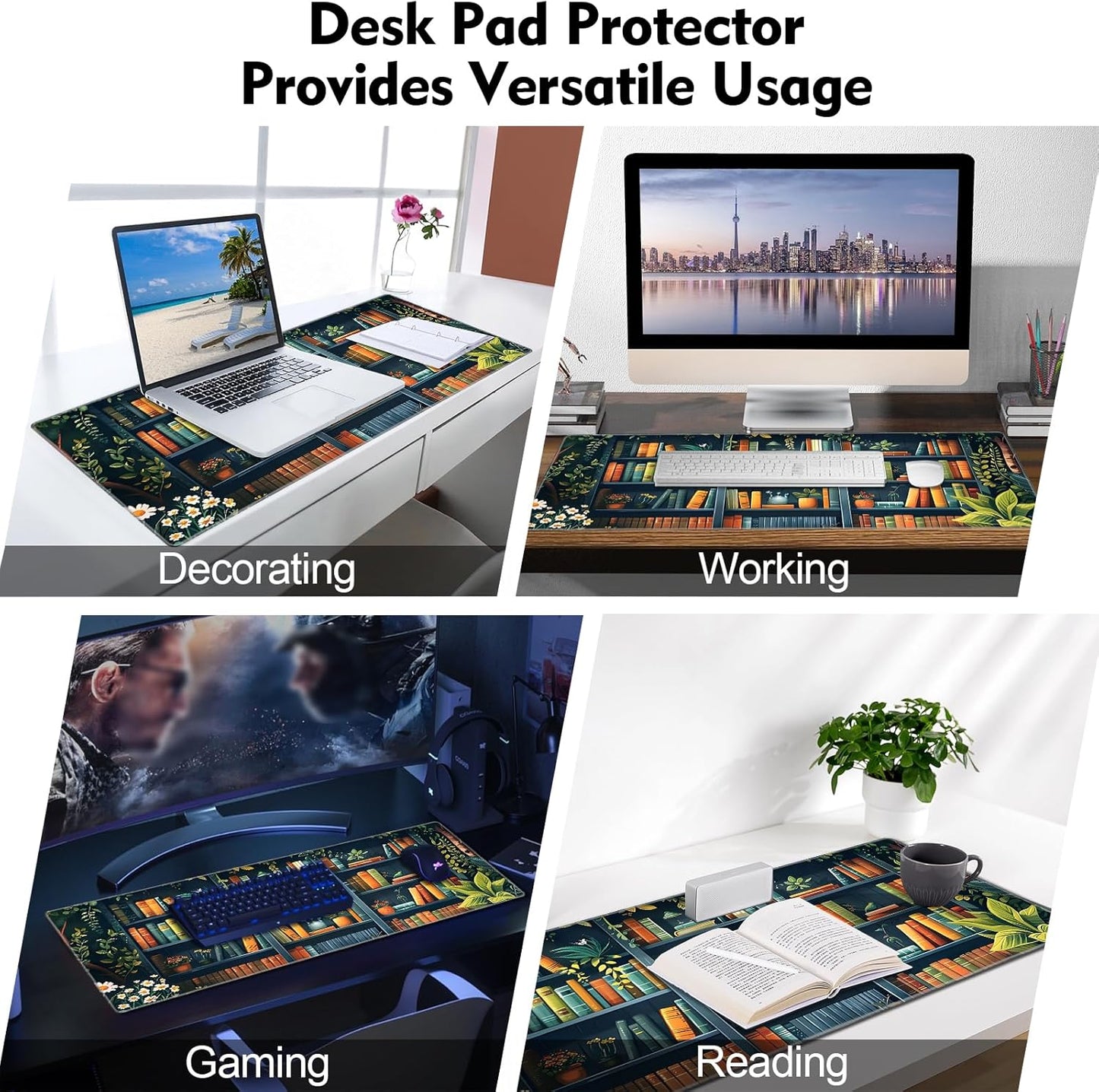 Galdas Mouse Pad For Gaming,Forest Background Pattern XXL XL Large Mouse Mat Long Extended MousePad Desk Mat Non-Slip Rubber Mice Pads Stitched Edges Thin (31.5 x 11.8 x 0.12 Inches) Tree