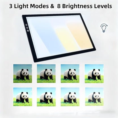 Large A2 LED Light Pad for Diamond Art Painting & Tracing, USB-Powered Light Board with 3 Brightness Levels - Includes Clips & Painting DIY Tools Kit