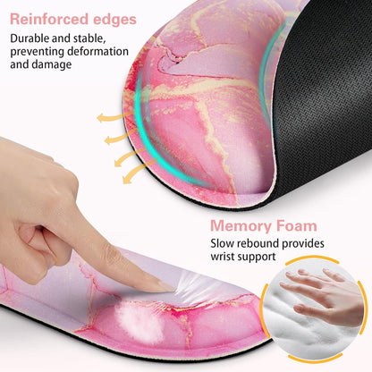 Ergonomic Keyboard Wrist Rest, Mouse Pad with Wrist Rest Anime, Cat Gaming Mousepad with Wrist Support, Memory Foam Wrist Rest Set for Computer Keyboard, Funny Cute Office Desk Accessories