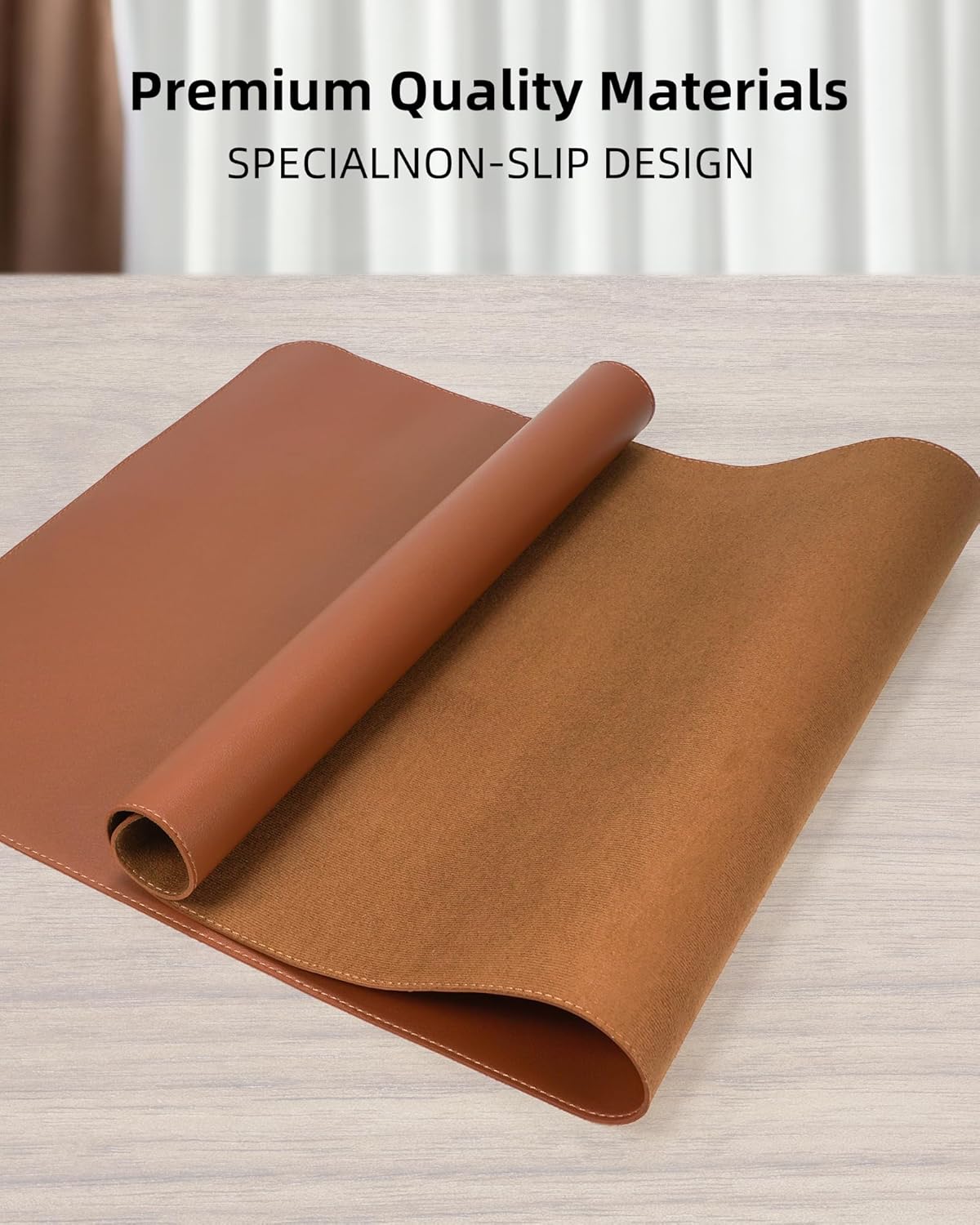 AFIING Desk Pad Protector 23.6" x 13.7" - Non-Slip Waterproof PU Leather Desk Mat for Mouse, Keyboard, Laptop, Office and Home Workspace (Beige)