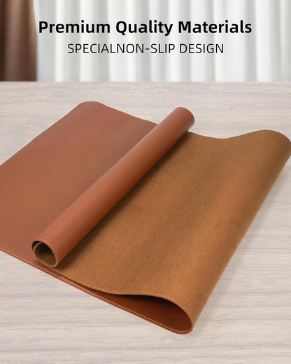 AFIING Desk Pad Protector 23.6" x 13.7" - Non-Slip Waterproof PU Leather Desk Mat for Mouse, Keyboard, Laptop, Office and Home Workspace (Beige)