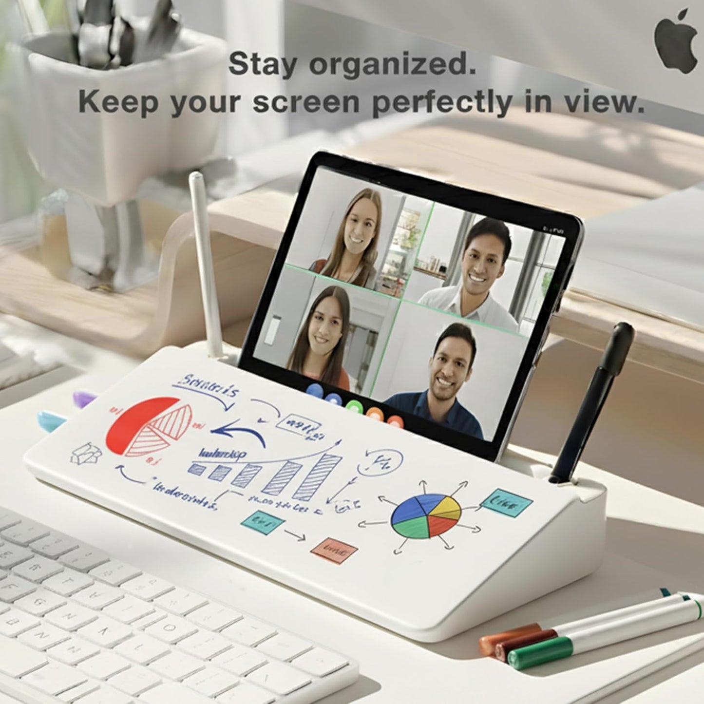 Glass Desktop Whiteboard with Storage Drawer – Premium Dry Erase Board for Desk Notes, Planning & Organization