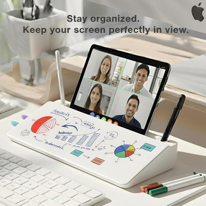 Glass Desktop Whiteboard with Storage Drawer – Premium Dry Erase Board for Desk Notes, Planning & Organization
