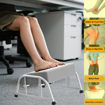 Under Desk Footrest with Memory Foam,Adjustable 10-Level Ergonomic Foot Rest for Office & Gaming Desk for Leg Rest,Reinforced Metal Frame,Non-Slip Base Extra Large（Black No Baseplate