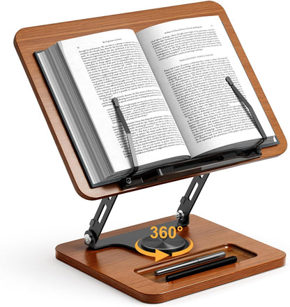 OPTIXCELL Book Stand for Reading with Light, Book Holders for Reading Hands Free, Adjustable Height & Angle, Fits Cookbook Recipe, Textbook, Foldable for Kitchen, Office, School,Gift for Book Lovers