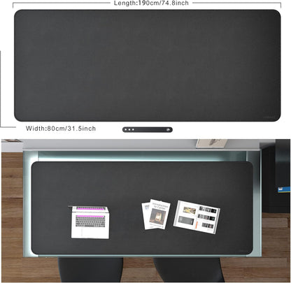 Mydours 40" x 20" Extra Large Desk Mat, PU Leather & Cork Desk Pad, Large XXL Desk Mouse Pad for Workstation, Office, Home, Computer Desk Mat with Keyboard & Mouse (Black)
