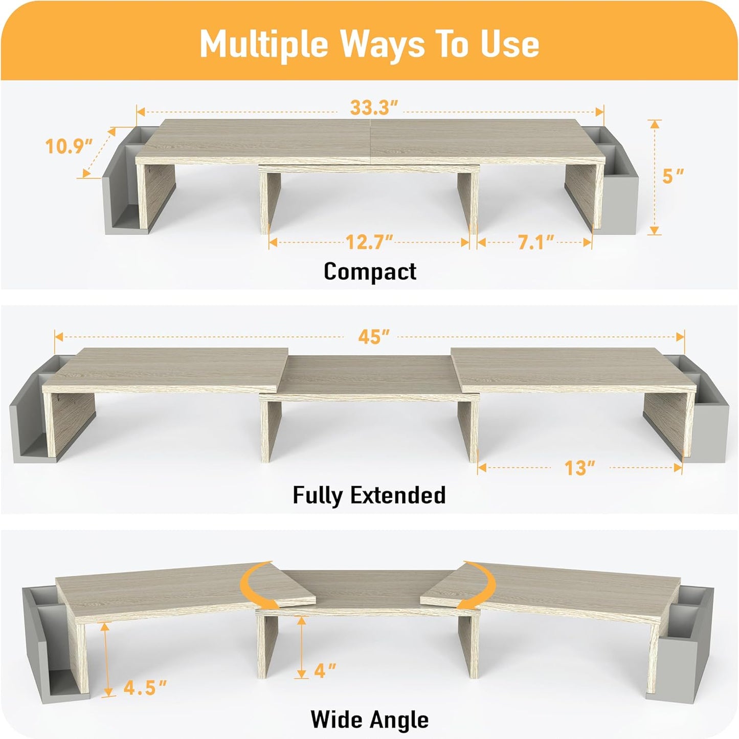 Simple Houseware Desk Dual Monitor Stand Riser with Drawer, Rustic Brown