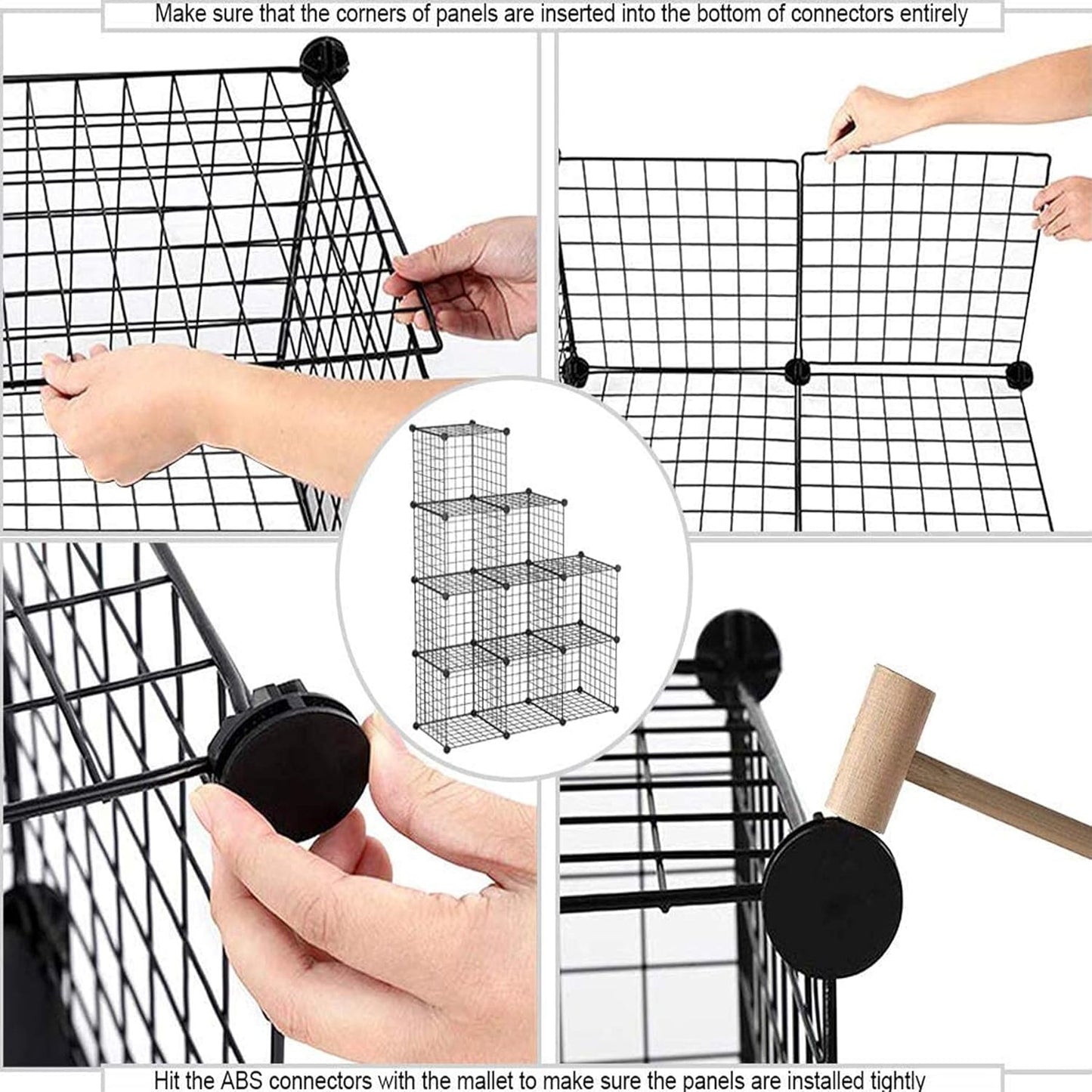 C&AHOME Wire Cube Storage, 6 - Cube Organizer Metal C Grids, Modular Shelves Units, Storage Bins Shelving, Closet Organizer, Ideal for Home, Office, Living Room, 36.6”L x 12.4”W x 36.6”H Black
