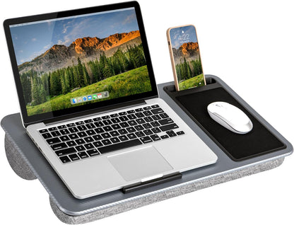 LAPGEAR Home Office Lap Desk with Device Ledge, Mouse Pad, and Phone Holder - Black Carbon - Fits up to 15.6 Inch Laptops - Style No. 91588