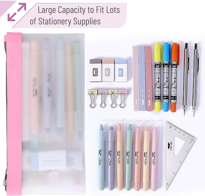 Mr. Pen- Clear Pencil Pouch, 8.50"x4.25", 3 Pack, Durable TPU Material, Medium Water-Resistant Pencil Bags with Smooth Zipper, Multipurpose Clear Pouch for Stationery, School, Office, Travel Supplies