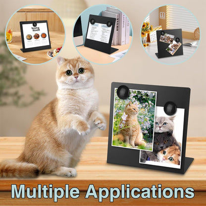 Magnetic Bulletin Board with Stand, 8x8inch Magnet Display Stand, Metal Tabletop Memo Board with 2 Magnets for Home, Kitchen, School, Office Supplies