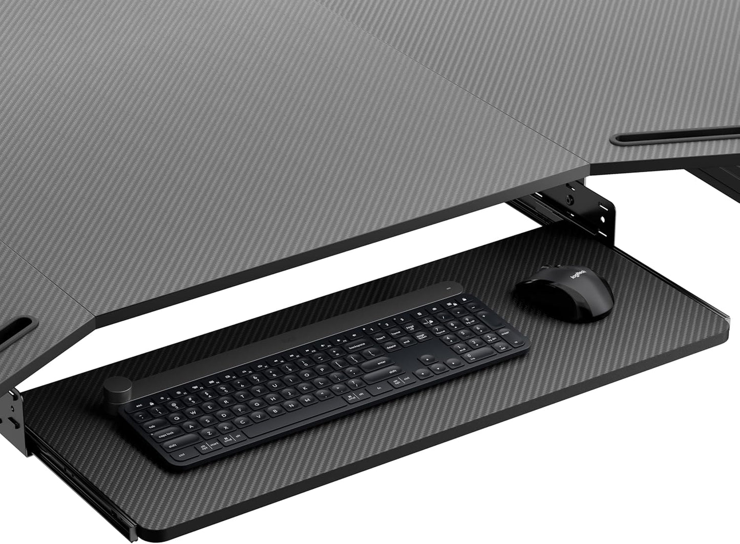 EUREKA ERGONOMIC Height Adjustable Mouse & Keyboard Tray Under Desk, 28x10'' Large Slide Out Swivel Tilt Computer Keyboard Drawer with Pad for Gaming Home Office, Dual Mount