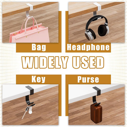 CroBlissful 4 Pcs Purse Hook for Table Nail Free Handbag Hanger for Desk Heavy Duty Purse Hook for Hanging Bags Umbrellas Keys Cups Headphone(Black)