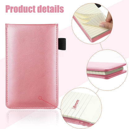 Outus 10 Pcs Mini Pocket Notepad Holder Set Included Small Leather Pocket Notebook Holder with 50 Lined Sheets, Metal Pen, 8 Pcs 3 x 5 Inch Memo Book Refills, 30 Lined Paper Per Note Pad (Black)