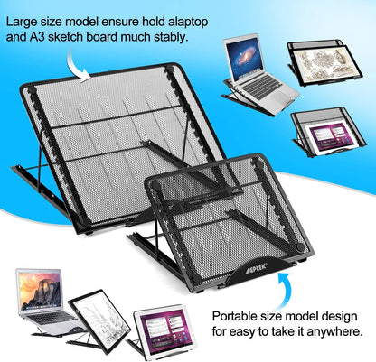 IMAGE Laptop Stand, A3 Large Version Foldable Portable Ventilated Desktop Laptop Stand Holder, Adjustable 12 Angle Points Stand, Compatible with 10" ~ 17" Notebooks, LED Light Box Pad