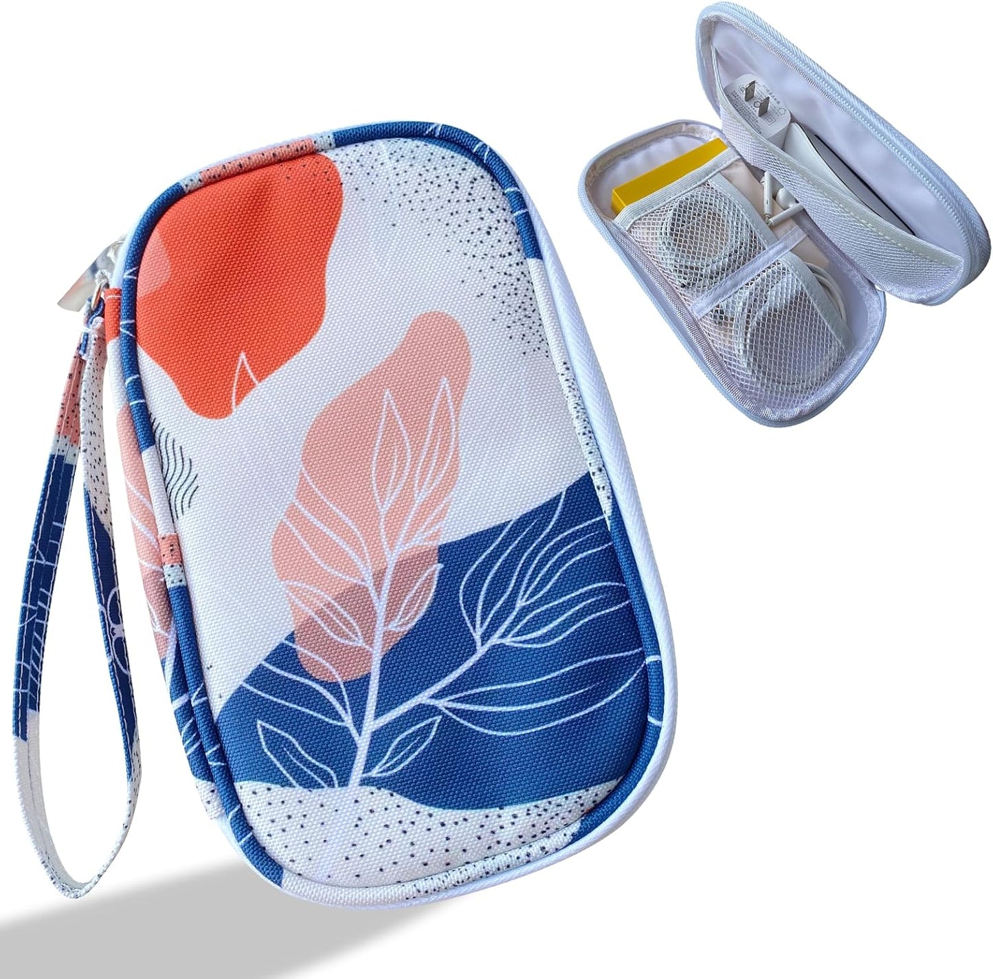 Electronics Organizer Travel Case, Cable Organizer Travel Essentials Tech Pouch,Suitable for Charger, Cable, Phone，Flash Drive,Bohemian leaves