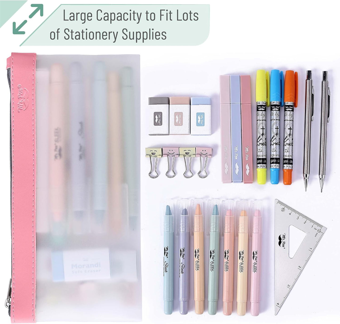 Mr. Pen- Clear Pencil Pouch, 8.50"x4.25", 3 Pack, Durable TPU Material, Medium Water-Resistant Pencil Bags with Smooth Zipper, Multipurpose Clear Pouch for Stationery, School, Office, Travel Supplies