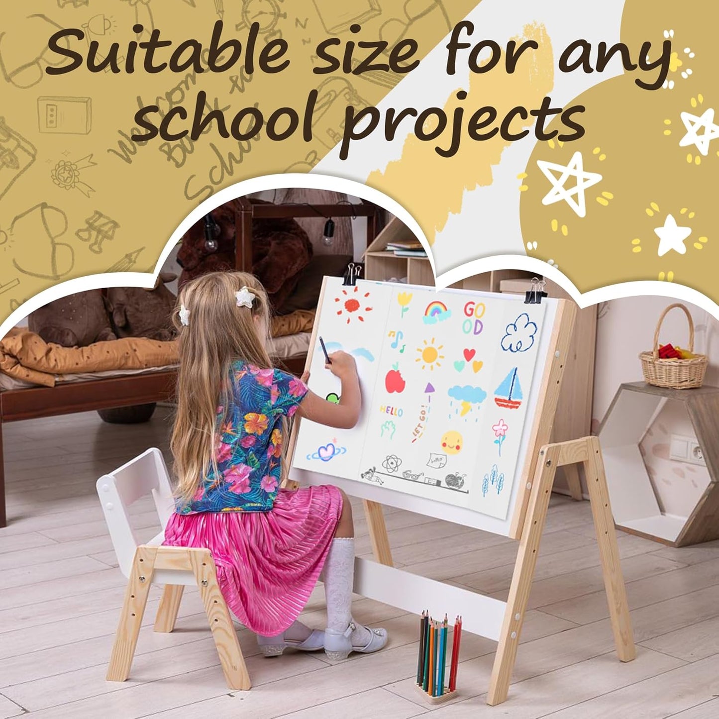 PSHVYM 4 Pcs Trifold Poster Board, 26 x 17 inches Poster Board with Double Sided Tapes and Cardboard, Corrugated Presentation/Display Board for School Project, Science Fair, Business