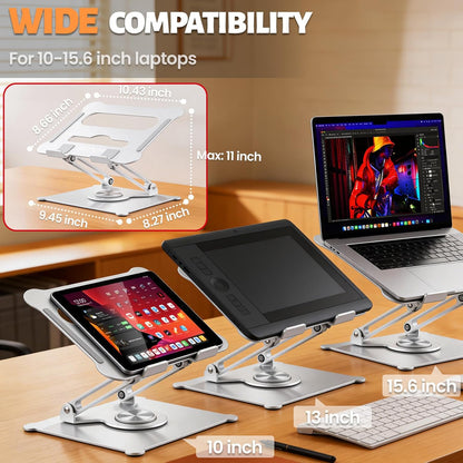 Urmust Aluminum Laptop Stand, Portable Laptop Riser, Adjustable Laptop Stand for Desk Foldable, Ergonomic Computer Notebook Holder for MacBook Air Pro HP, Office Desk Accessories (10-15.6'')- Black