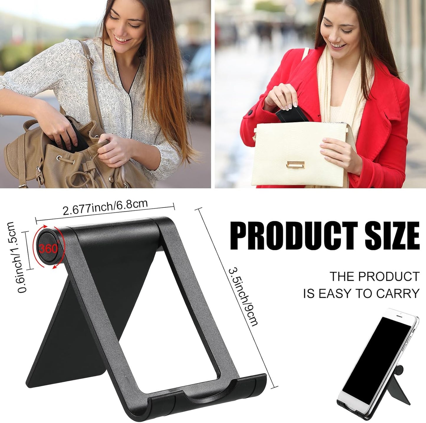Fabbay 40 Pcs Foldable Cell Phone Stand Desk Multi Angle Tablet Stand Universal Cellphone Holder Portable Smartphone Dock Compatible with Most Mobile Phone and Tablet for Travel (Black)