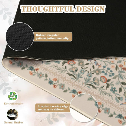 iCasso Desk Mat for Keyboard and Mouse, Large Mouse Pad, Desk Pad Mat, Anti-Slip Big Mousepad with Stitched Edges for Computer Desktop(Deep Green)