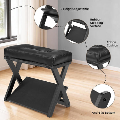 HOMELTSTBO Adjustable Foot Rest Under Desk, Wooden Double Step Footrest with 3 Height Options & Non-Slip EVA Surface, Ergonomic Foot Rest for Under Desk at Work, Enhances Posture,Home Office-Natural