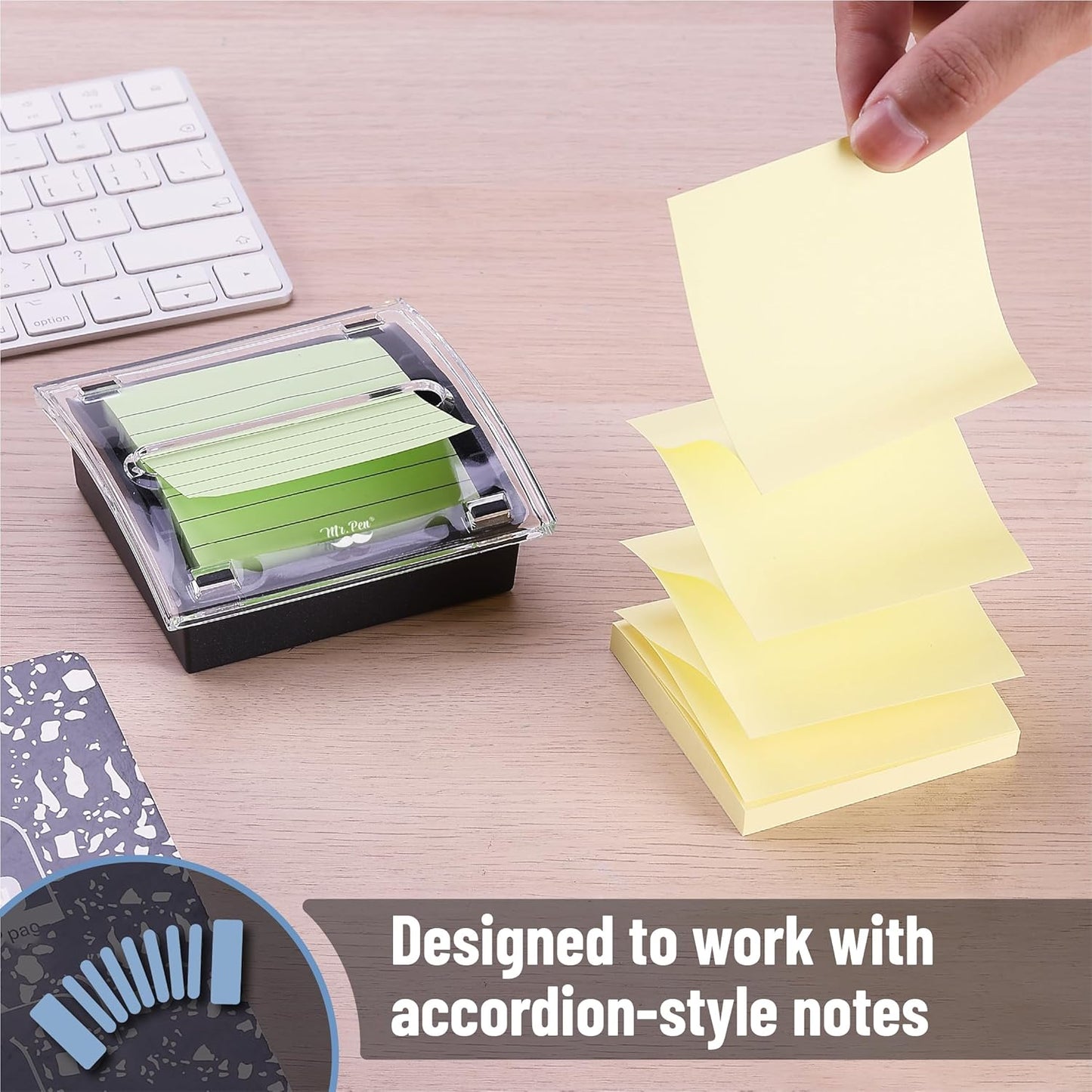 Mr. Pen- Pop Up Note Dispenser, 3" x 3", 2 Pack, Black Base, Clear Top, Sticky Note Dispenser, Sticky Note Holder for Desk