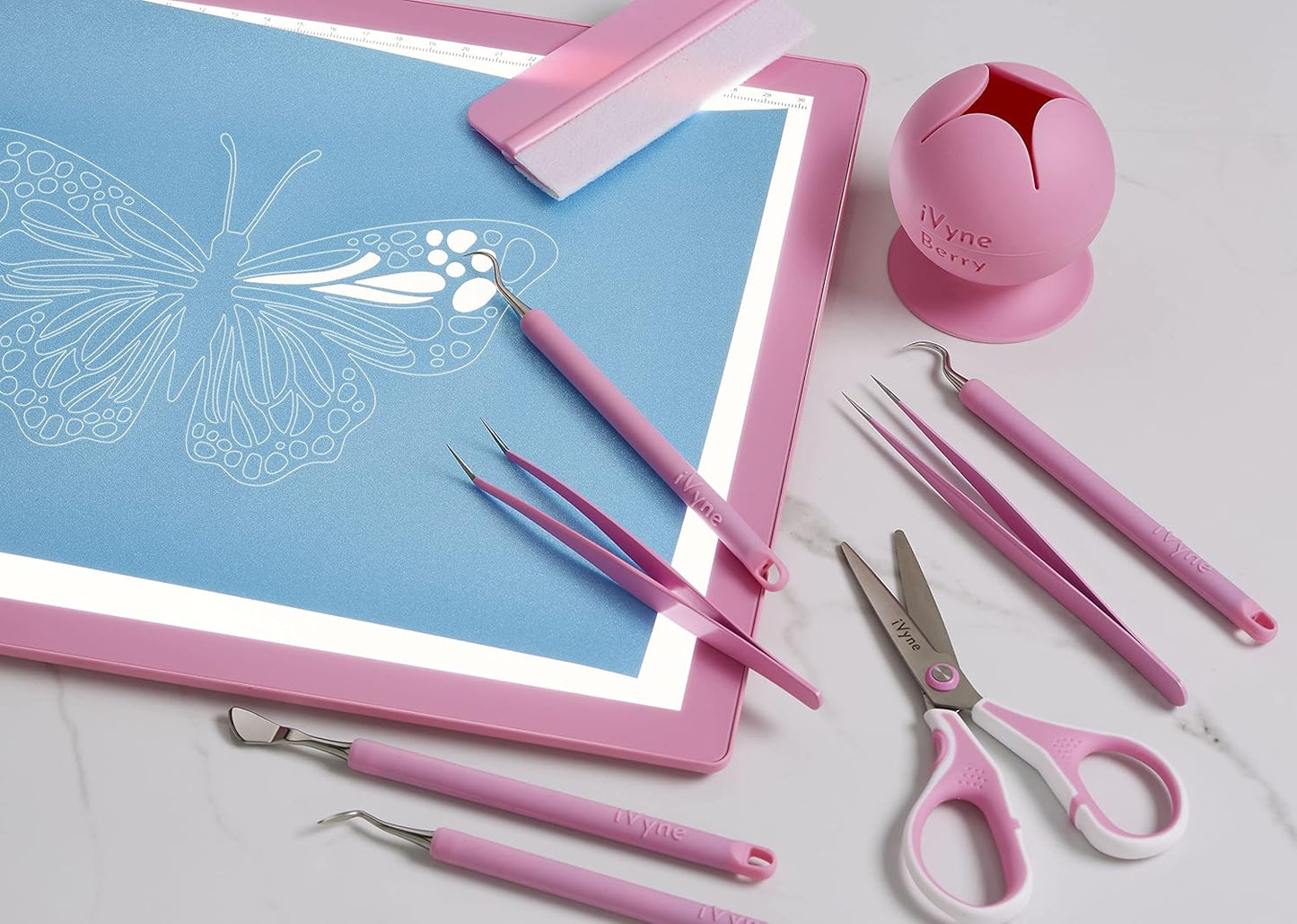 iVyne Complete Set Rechargeable A4 Light Pad, Weeding Tools for Vinyl, Scrap Collector for Cricut and Silhouette Machines for Every Tracing, Drawing Projects (Green)