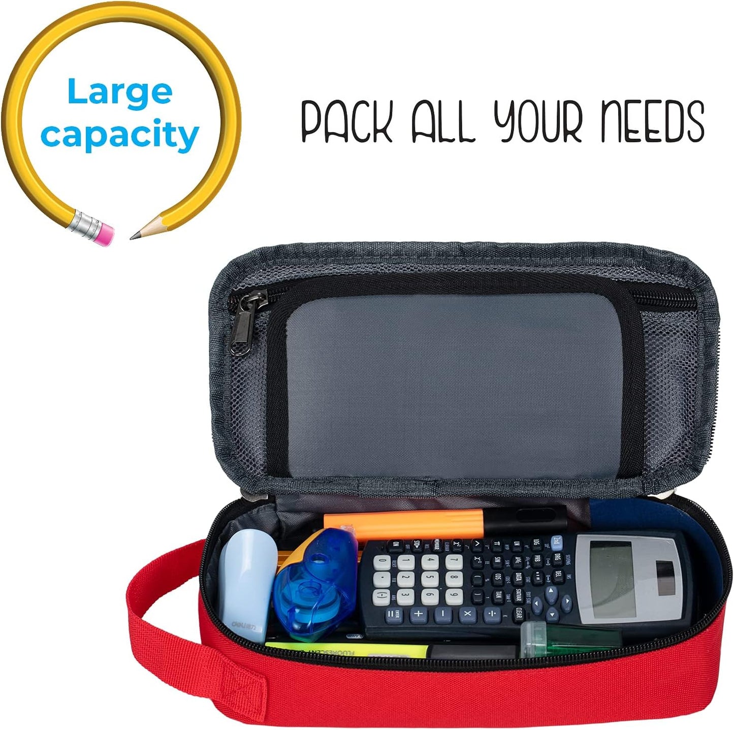 ECHSRT Large Pencil Case, Aesthetic Pen Pouch with Big Capacity, Minimalist Portable Stationery Bag with Handle for Office Organizer Aesthetic Pencil Cases