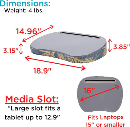 BIRDROCK HOME Deluxe Lap Desk with Pillow Cushion and Wrist Rest - Padded Laptop Desk for Bed, USB Light and Mouse Pad, With Reading Light, Soft Table for Home, Fits Laptops Up to 15" - Teal and Brown