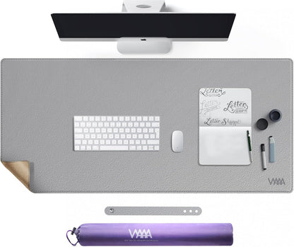 Vyaaa PU Leather & Cork Desk Mat, 39.4"x15.7" Dual Sided Computer Desk mat, Waterproof Large Mouse Pad, Non-Slip Office Desk pad, Office Desk Protector for Work/Gaming/Home (Black)