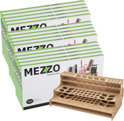 HG Art Concepts Mezzo Artist Drawing Rack - Wood Grain Laminate Multi Layer Desk Stand Professional Storage Display Organizer for Pens, Pencils, Drafting and all other Drawing Tools