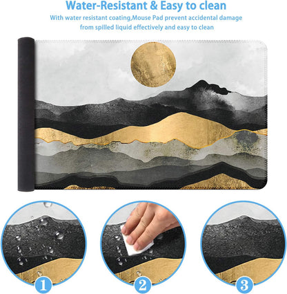 iCasso Desk Cover Mat, Office Mouse Pad, Desk Protector Mat, Extra Large Matt for Desktop,Anti-Slip XXL Big Mousepad with Stitched Edges for Computer Keyboard Retro Black - Colors A