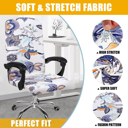 Smiry Stretch Printed Office Chair Armrest Covers, 2 Pcs Soft Fit Removable Washable Computer Desk Chair Arm Covers Protector, Black