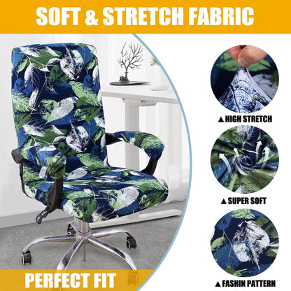 Smiry Stretch Printed Office Chair Armrest Covers, 2 Pcs Soft Fit Removable Washable Computer Desk Chair Arm Covers Protector, Black