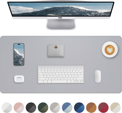 AFIING Desk Pad Protector 23.6" x 13.7" - Non-Slip Waterproof PU Leather Desk Mat for Mouse, Keyboard, Laptop, Office and Home Workspace (Beige)