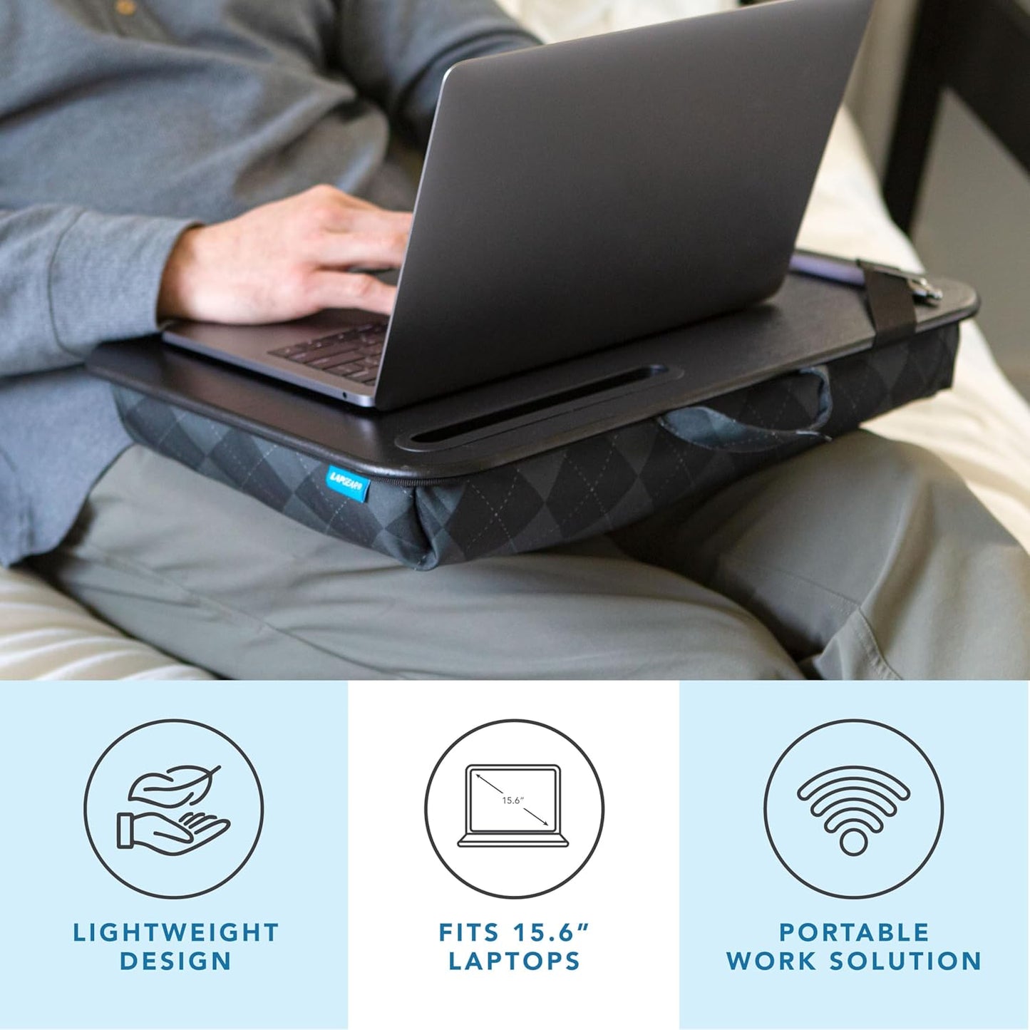 LAPGEAR Designer Lap Desk with Phone Holder and Device Ledge - Arrow Stripes - Fits up to 15.6 Inch Laptops - Style No. 45411