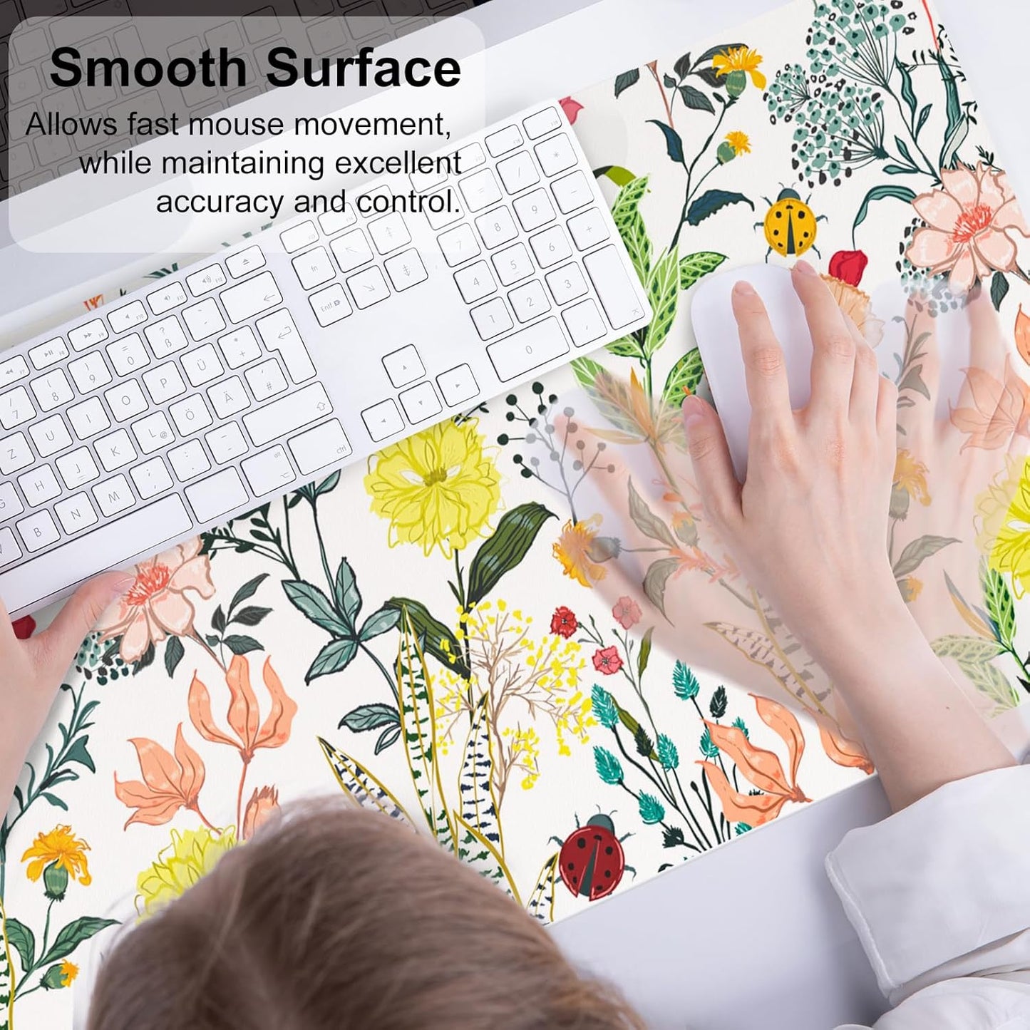 QIYI Large Mouse Pad, Cute Pink Desk Mat for Desktop, Women Girls PU Leather Desk Pad Waterproof Gaming Mousepad, Rose Gold Marble Computer Protector Writing Pad for School Office Home 31.5" x 15.7"