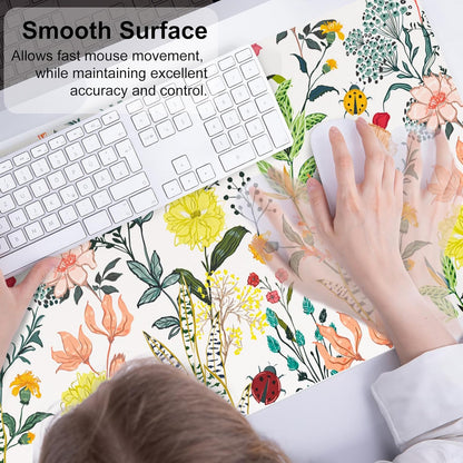 QIYI Large Mouse Pad, Cute Pink Desk Mat for Desktop, Women Girls PU Leather Desk Pad Waterproof Gaming Mousepad, Rose Gold Marble Computer Protector Writing Pad for School Office Home 31.5" x 15.7"