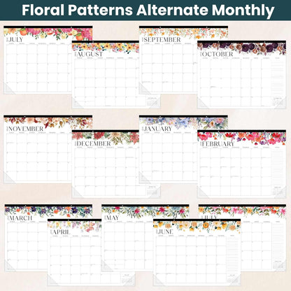 bloom daily planners Desk Calendar 2026-2027 - Academic Year Large Wall Calendar (July 2026 - July 2027) - 21” x 16” Desktop & Hanging Monthly Planner with Stickers for Home or Office - Seasonal