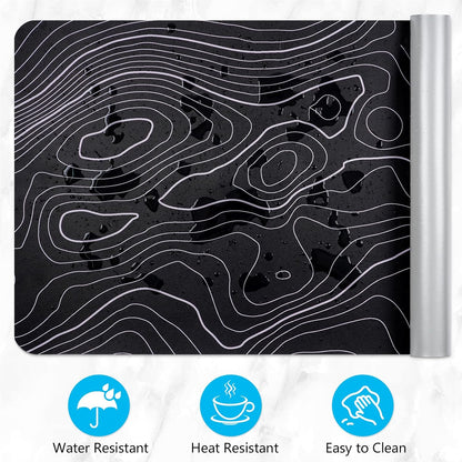 Dual-Sided Desk Pad, Large Mouse Pad - Natural Cork & PU Leather Non-Slip Waterproof Desk Mats for Office and Home (Blue, 31.5" x 15.7")