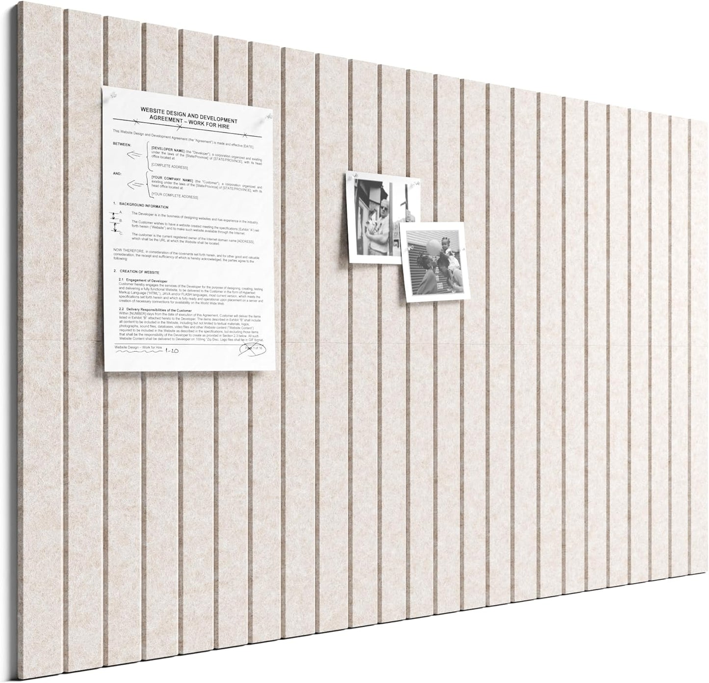 Bumusty Large Cork Board Alternative-48 x 36" Felt Bulletin Board Tiles, with 30 Pushpins, 70 Adhesive Tabs, Fine-Stripe 12-Pack, Cork Boards for Office Push Pin Board Felt Board-Oatmeal