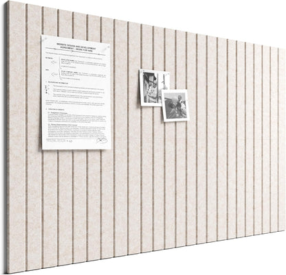 Bumusty Large Cork Board Alternative-48 x 36" Felt Bulletin Board Tiles, with 30 Pushpins, 70 Adhesive Tabs, Fine-Stripe 12-Pack, Cork Boards for Office Push Pin Board Felt Board-Oatmeal