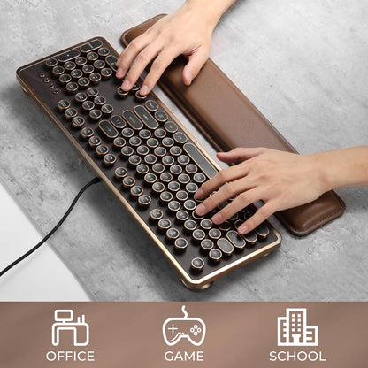 GLENCREAG Ergonomic Keyboard Wrist Rest - PU Leather Cushioned Support for Typing & Gaming, Comfortable Contoured Design for Wrist Pain Relief, Tan